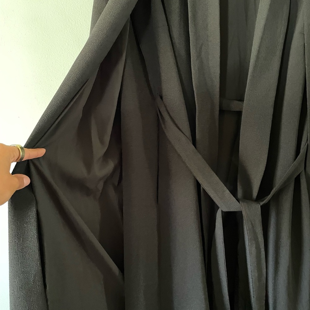 New York & Company Black Cape Blazer Jacket with Waist Tie - Picture 6 of 9
